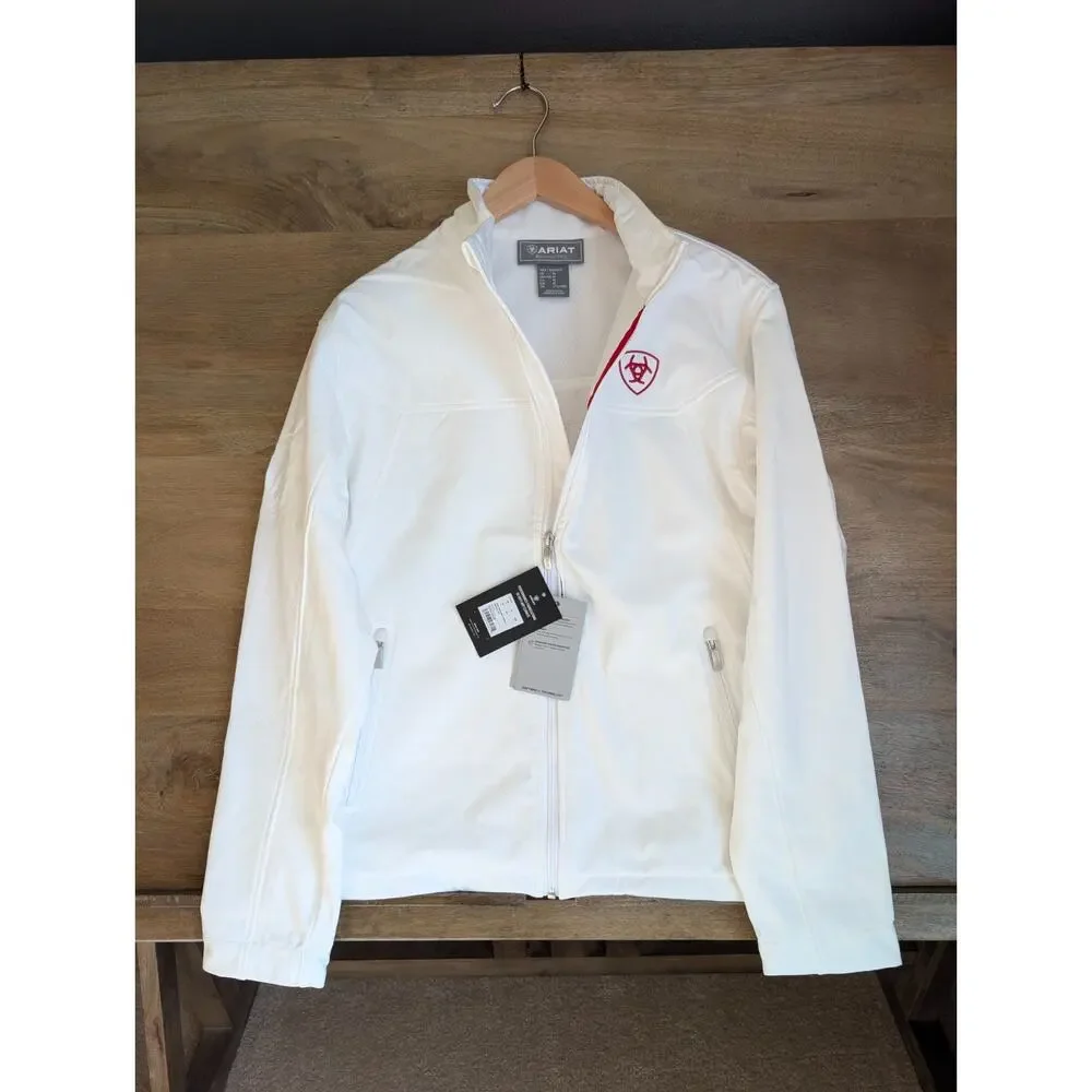 Ariat New Team Softshell Mexico Jacket Men Medium White Long Sleeve Full Zip NWT